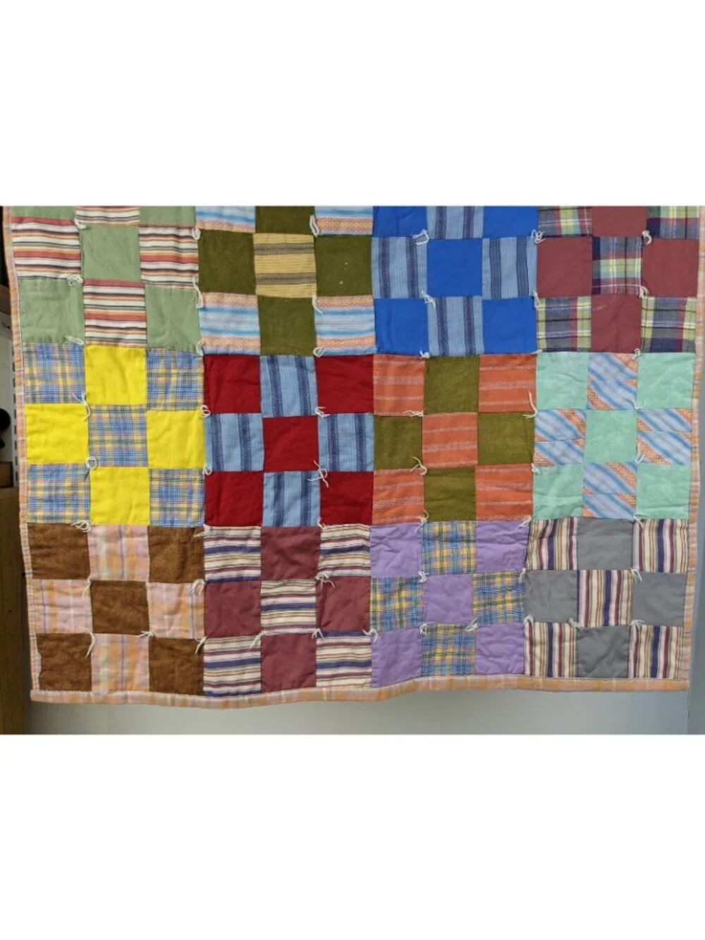Baby Quilt Handmade Patchwork Plaid 35” x 35